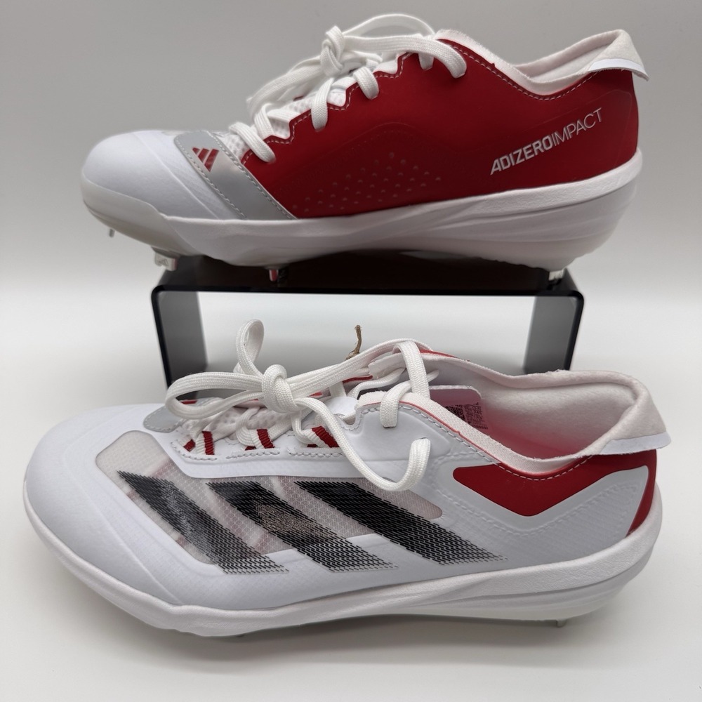 Men's 7 Adidas Adizero‎ Impact Baseball Cleats White Black Team Power Red